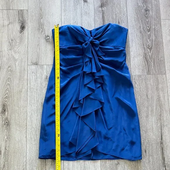 NWT Blue Silk Strapless Dress BCBGMaxAzria - Picture 7 of 8
